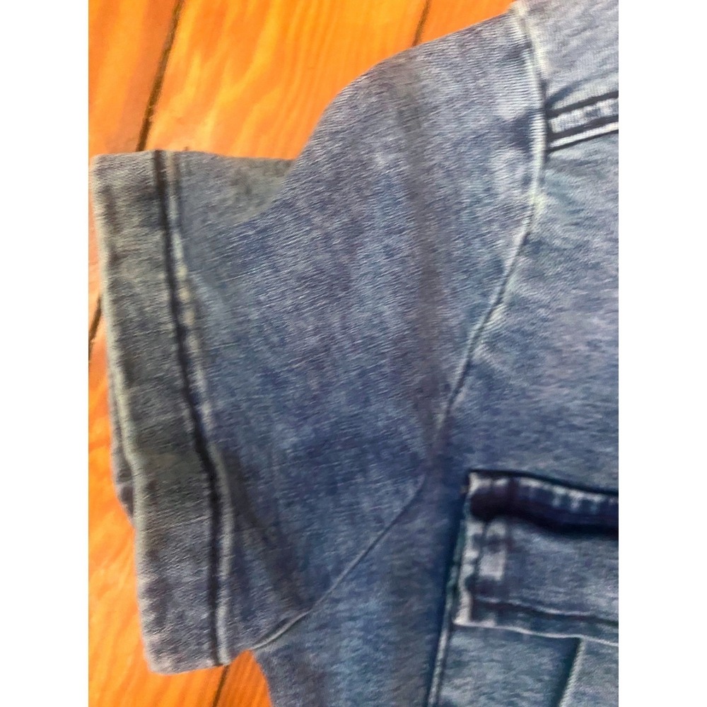 Justify Womens Denim Romper Medium Wash Zip Front Tie Waist Short Sleeve XL - Picture 4 of 10